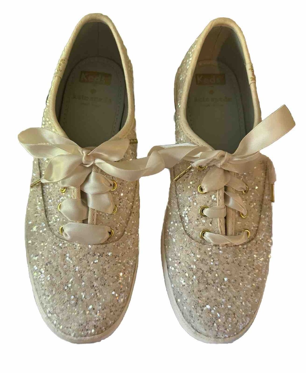 Kate Spade x Keds Sparkly Silver Womens Size Fashion Sneakers
