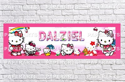 Personalized Hello Kitty Name Poster with Border Mat Custom Banner Art Decor