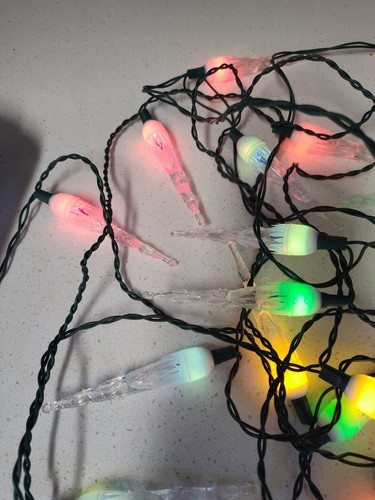 Christmas Lucite Icicles 20 Multi-color Light String Vintage 1950's All Work - Picture 3 of 4
