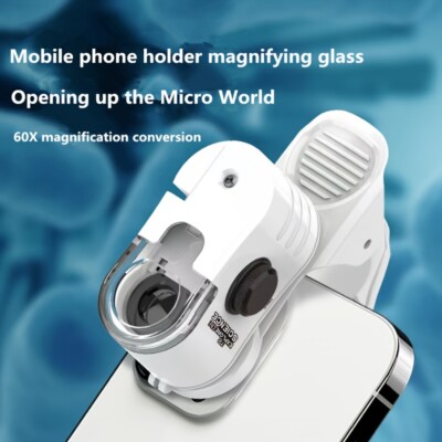 Mini Mobile Phone Microscope, 60x Pocket Microscope, Handheld Portable LED Light