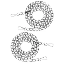 LETURE 2 Pieces 47" DIY Iron Flat Purse Chain Strap for Women, Gold 2pcs Silver