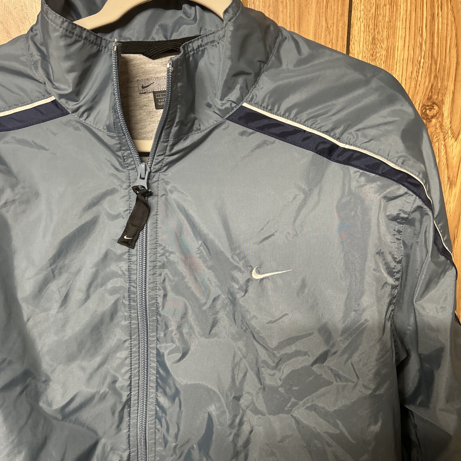 SACAI X NIKE Giacca a vento vintage Y2K Nike uomo grande blu full zip foderata tasche