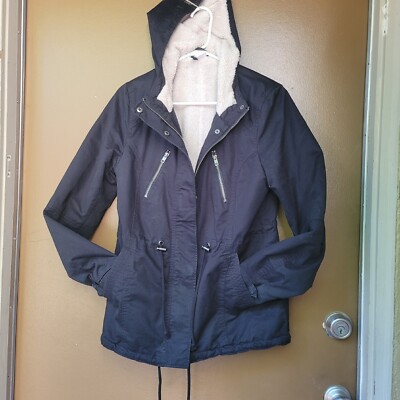 Black H & M Divided Lined Jacket Womens US 10 A07