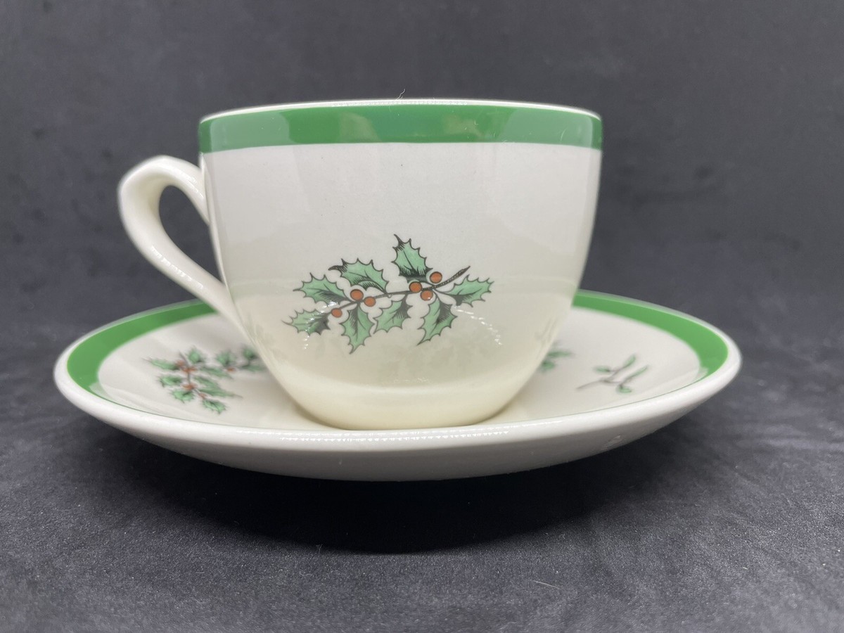Pair of Vintage Spode Christmas Tree Cup & Saucer Sets, S3324