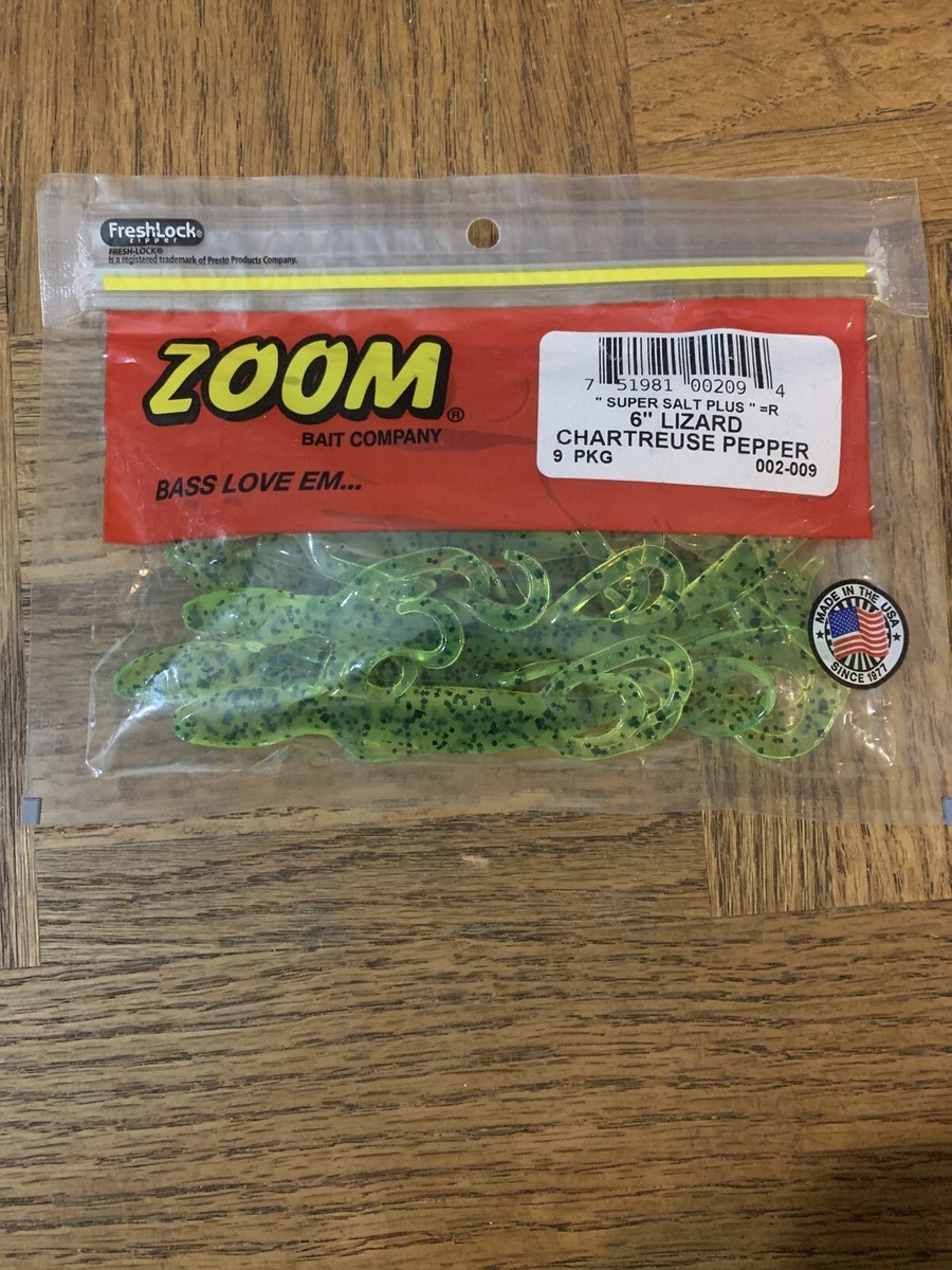 ZOOM 6” Lizard Chartreuse Pepper 9 Pack | eBay