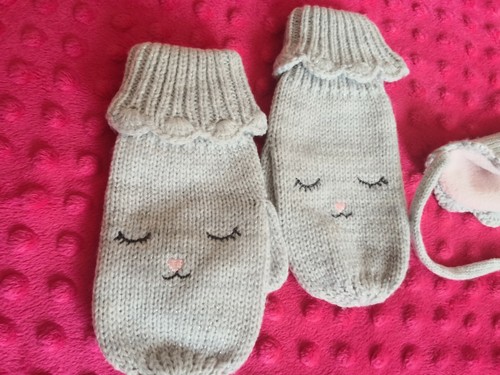 H&M George Baby Girl Winter Hat with mittens bundle set size 6-12 months - Picture 7 of 12