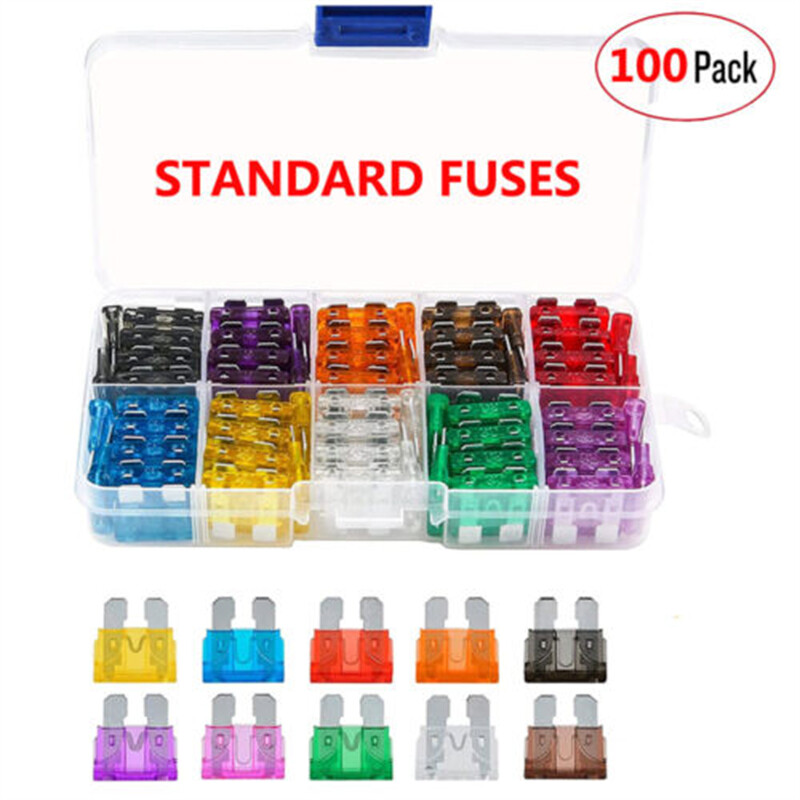 100pcs Car Automotive Medium Standard Fuses Auto Blade Fuse Assortment