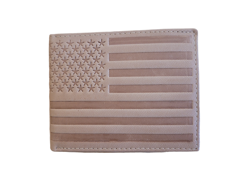 American US Flag Embossed Genuine American Leather RFID Bifold Wallet - Picture 12 of 16