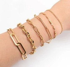 18k gold plated stackable bracelet set womens