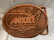 Anixter Mining Cable Specialists company promotional Bronze belt buckle 