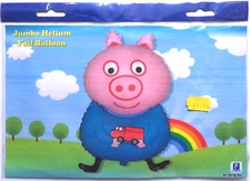 Flexmetal Helium Foil Balloon Large Jumbo Blue Pig with Red Toy Lorry