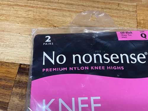 ✅Neu ✅No Nonsense Nylon Kniestrümpfe ✅Off Black ✅Größe Q Plus ✅Sheer Toe ✅2 Paar - Bild 2 von 8