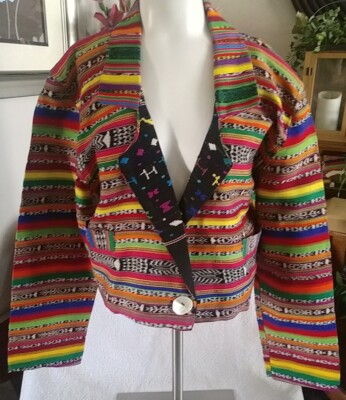 Grau Womens Silk One Of A Kind Multi Color Cropped Jacket Sz L