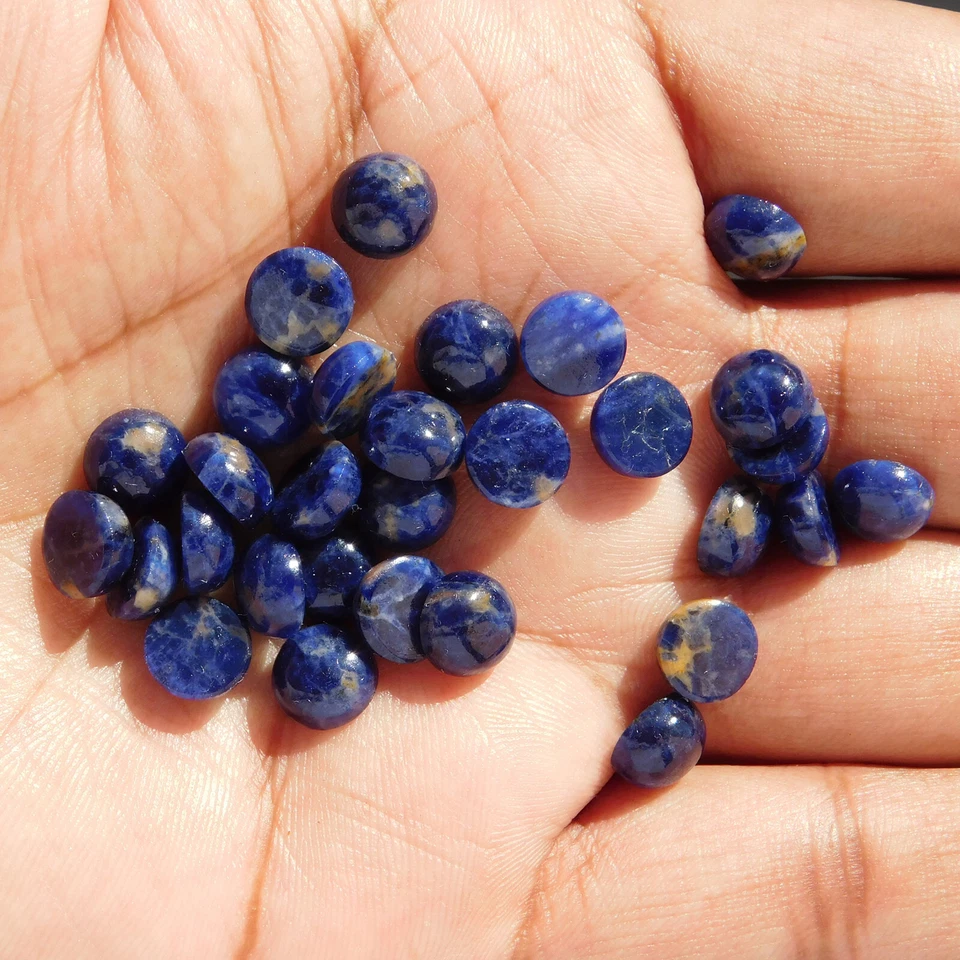 Natural Sodalite Round 3x3 mm to 20x20 mm Cabochon Loose Gemstone Lot - Image 4 of 4