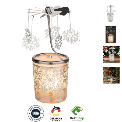 Elegantes Teelicht mit rundem Schneeflocken-Karussell   Weihnachtsgeschenkidee