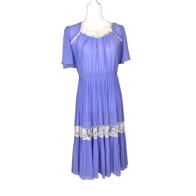 Vintage Purple Midi Dress Pleated White Lace Ruffle Flowy Romantic Sheer Regency | eBay Vintage Purple Midi Dress Pleated White Lace Ruffle Flowy Romantic Sheer Regency | eBay