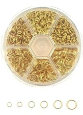 double loop split jump rings 900 pcs 4 , 5 , 6 , 7 , 8 , 10 mm box set gold 
