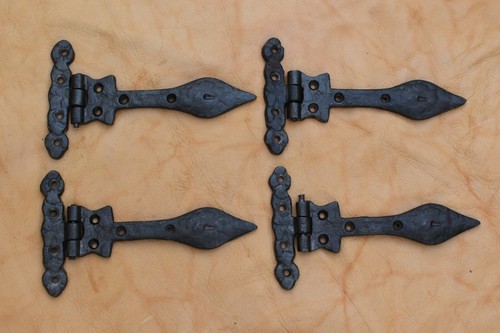 handmade iron hinges head burn rusty vintage cast iron door gate hinges 4 pcs - Picture 2 of 8