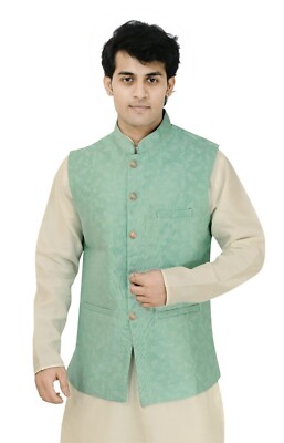 Men Indian Pakistani Koti Pastel Floral Wedding Theme Waistcoat