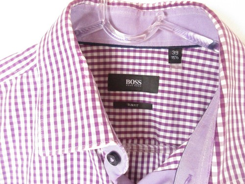 Hugo Boss Chemise Homme Slim Fit Carreaux Manches Longues Taille 39 M - Imagen 6 de 8