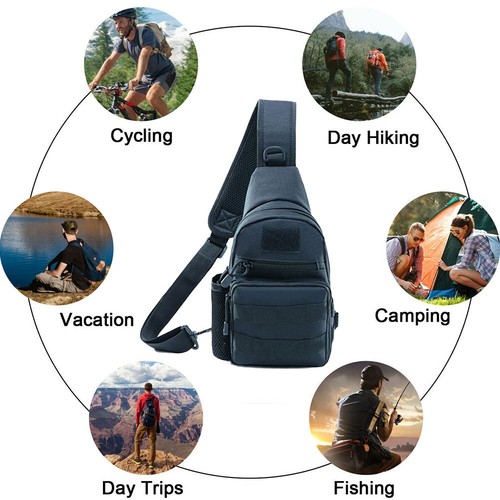 Schwarze Doppel-Schultertasche Taktisch Militär MOLLE Umhängetasche Outdoor Einkaufstasche USA - Bild 5 von 12