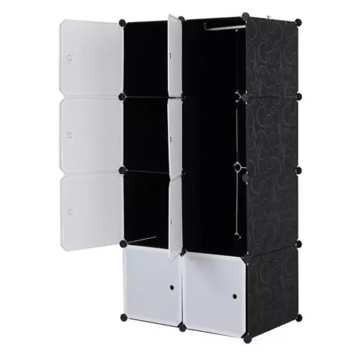 Multifunktionaler Modularer Schrank 8 Würfel Organizer Stapelbar Kunststoff Schwarz Platten - Bild 5 von 7