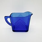 Vintage Hazel Atlas Cobalt Blue Depression Glass Chevron Creamer Pitcher 1940's