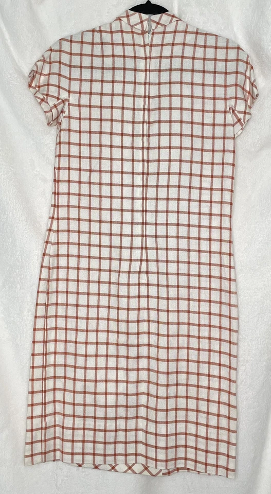 Vestido y abrigo vintage Roberta Lee 2 piezas talla 10 estampado geométrico crema óxido nuevo de stock Foto 3 de 4