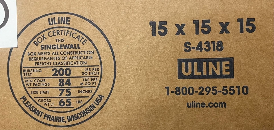 15" x 15" x 15" CARDBOARD BOX - 200 lb - SINGLE BOX - Image 2 of 4