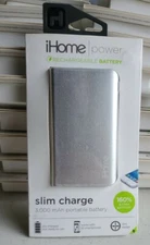 iHome 3,000 mAh slim charge portable battery - Silver - IH-PP2010AS - Lot of 2