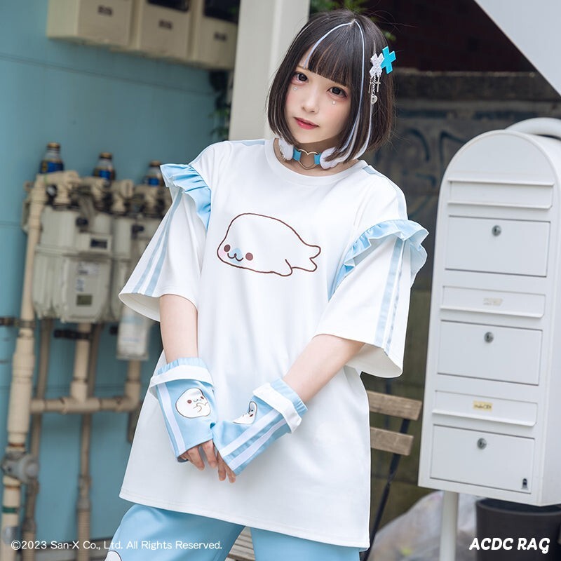 San-x Mamegoma frill T-shirt white Harajuku Girl Japan