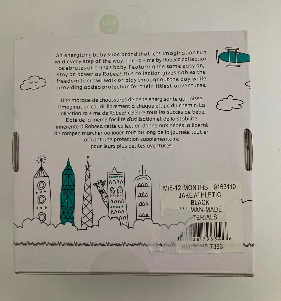 Ro+Me by Robeez Negro/Neón/Azul Nuevos Zapatos de Bebé Fácil de Mantener Talla 6-12 Meses Foto 2 de 4