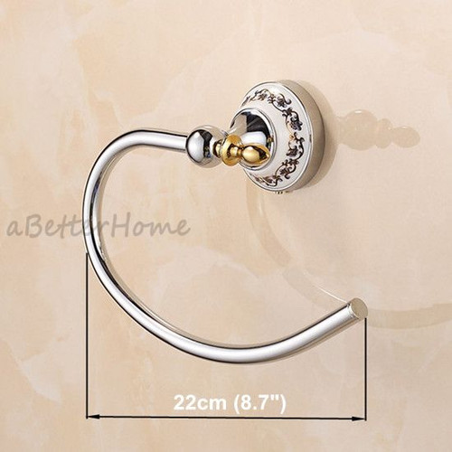 Modern Ceramic Bathroom Hand Towel Hanger Wall Face Towel Ring Rack Half Open - Picture 3 of 3