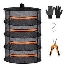 4 Layer Mesh Hanging Herb Drying Rack Dry Net With Orange Zippersd24xh32 Inch
