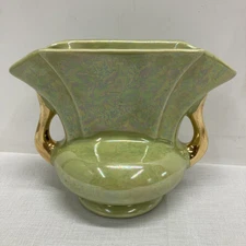 22K Gold Green Vase Mid Century USA 4.5 in. USA Art Deco Pearl USA