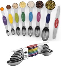 Pack of 8 Stainless Steel Magnetic Measuring Spoons Set Adjustable Teaspoo