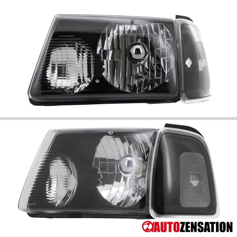Fit 2001-2011 Ford Ranger Black Headlights+Corner Signal Lamps Left+Right 01-11 — 第 4/4 张图片