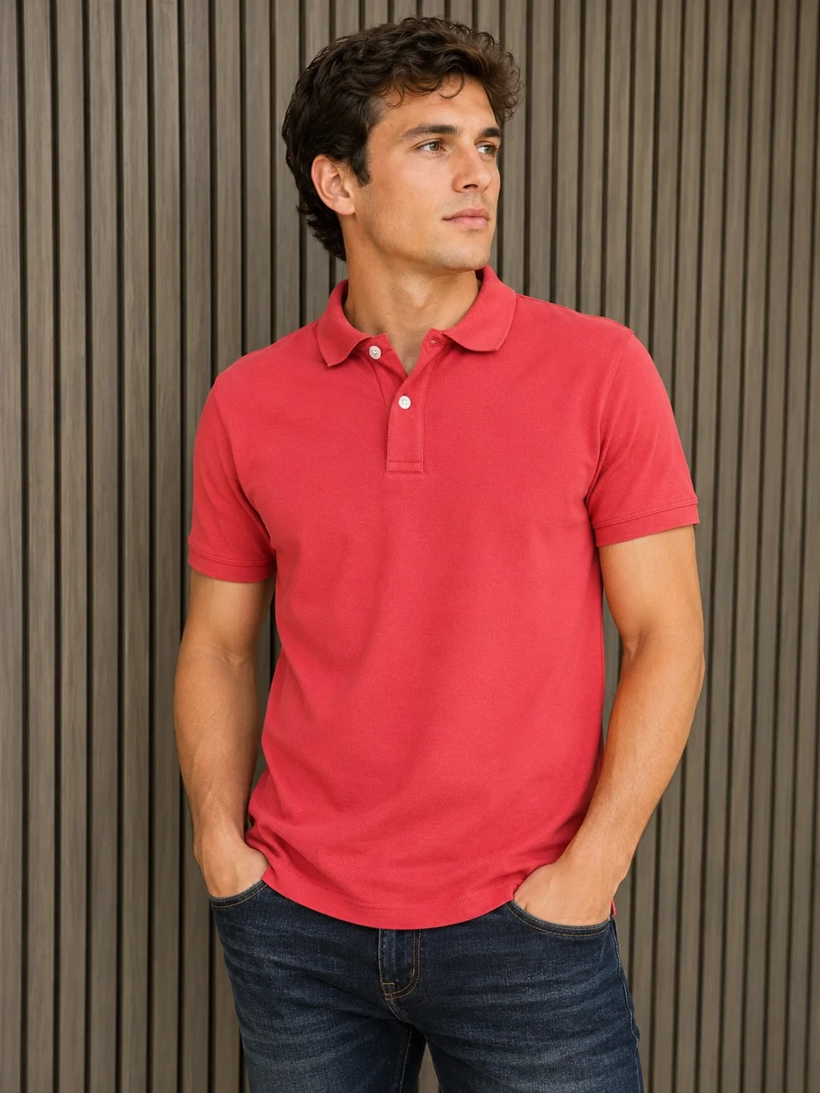 Favourites Mens Short Sleeve Polo Shirt size Medium Colour Red