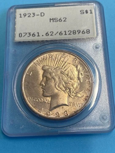 1923-D Peace Dollar PCGS MS62 Old Green Holder