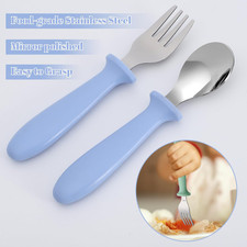 6 Pieces Toddler Utensils Forks and Spoons,Kids Silverware Set with Plastic H...