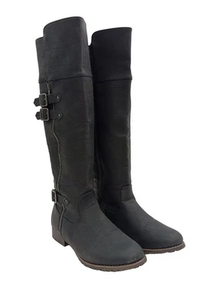 JUSTFAB Bottes à tige large Dames Botte haute T EU 39 noir style décontracté - Photo 1/4