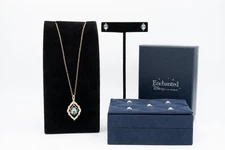 Zales Disney Enchanted Aladdin Pear Topaz 10k Necklace & Jasmine Oval Earrings