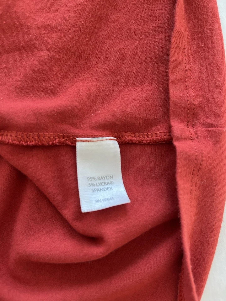 Vestido J. Jill Rojo Ladrillo Talla Mediana Manga Larga Hasta la Rodilla Elástico Foto 4 de 4