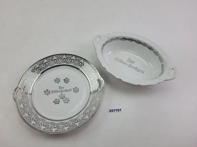 2x Porzellan Silber-Hochzeit Schale Teller Altwasser Durchbruchgriffe #257767 - Bild 1 von 4