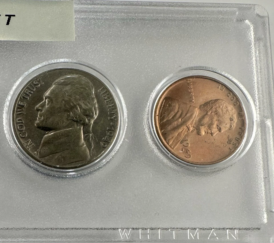 1949-D Mint 5-Coin Year Set – AU – Toned Nickel – 90% Silver – Denver Mint Set 1 - Image 3 of 4