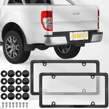 2  Unbreakable License Plate Covers+Frames Auto Tag Shield Protector Front Rear