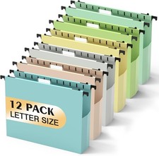 Extra Capacity Plastic Hanging File Folders,12 Pack Reinforced Hang Folder,Heavy