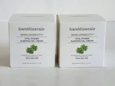 2 bareMinerals Skin Longevity Vital Power Sleeping Gel Cream 1.7 Oz.