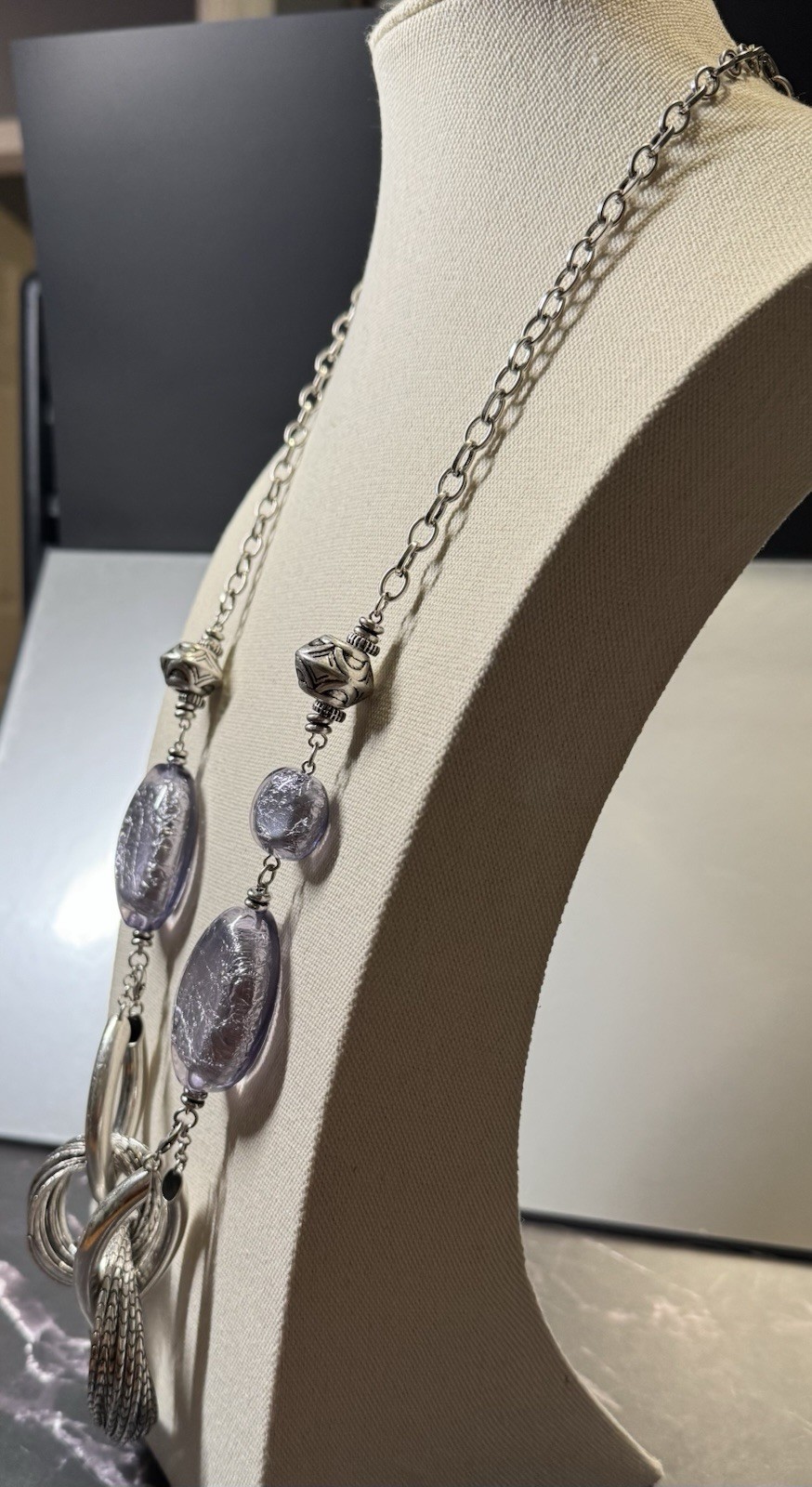 Vintage Premier Designs Statement Silvertone Dang… - image 8