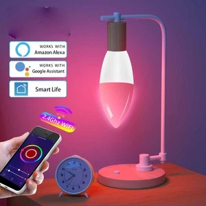 Smart WifI Led Lamp E14 RGB CW WW Led Bulb Dimmable 85-265V Voice Control Light 